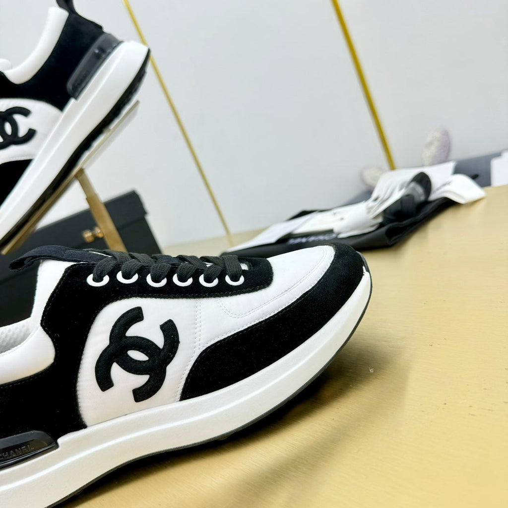 CHANEL CLASSIC TRAINER IN BLACK MIX WHITE MERCERIZED VELVET